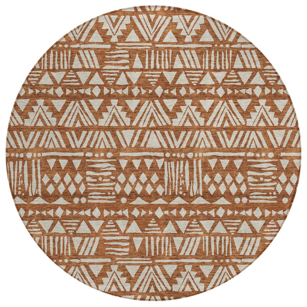 3' X 5' Terra Cotta And Beige Southwestern Washable Indoor Outdoor Area Rug