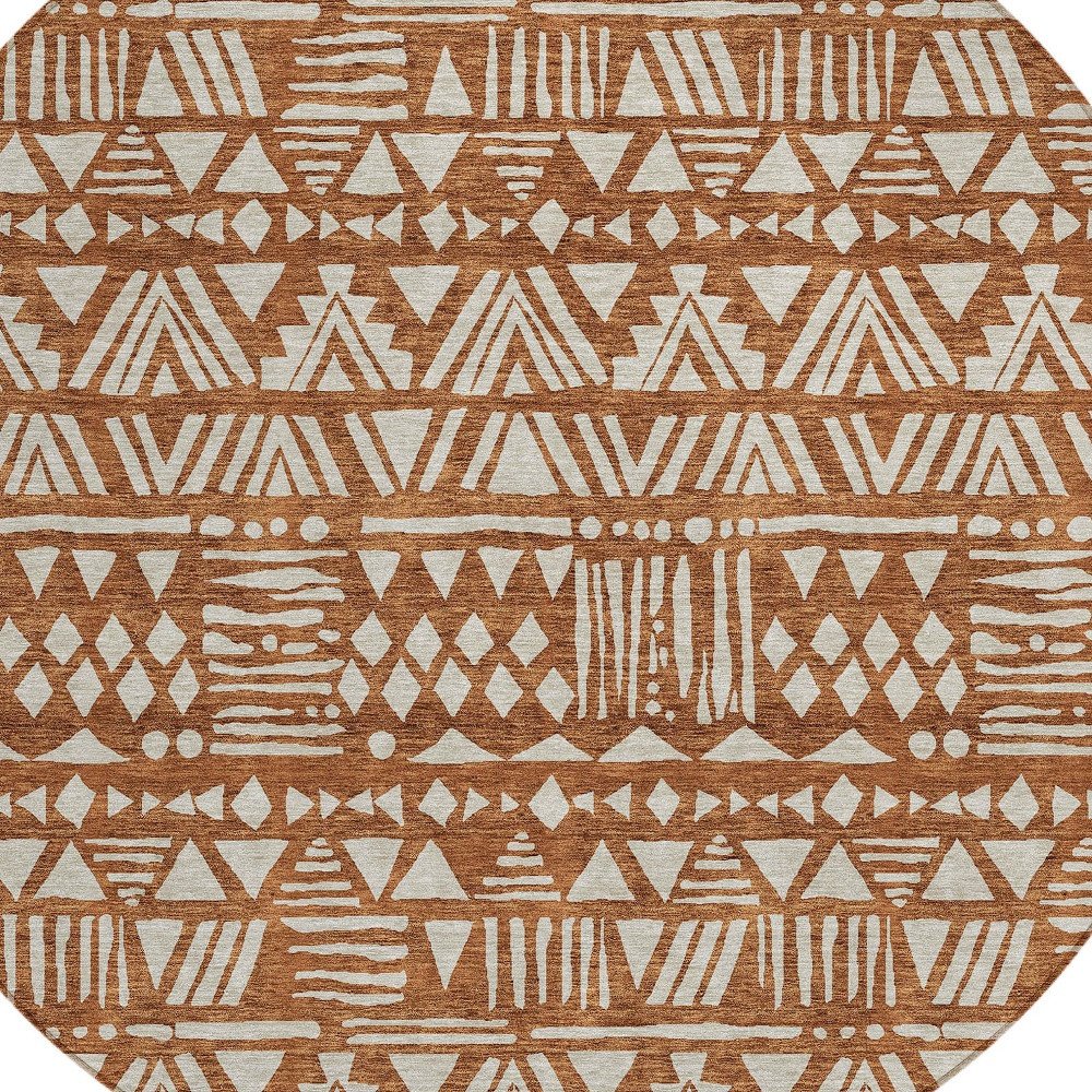 3' X 5' Terra Cotta And Beige Southwestern Washable Indoor Outdoor Area Rug