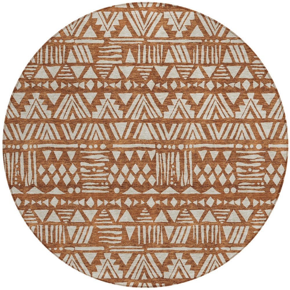 3' X 5' Terra Cotta And Beige Southwestern Washable Indoor Outdoor Area Rug