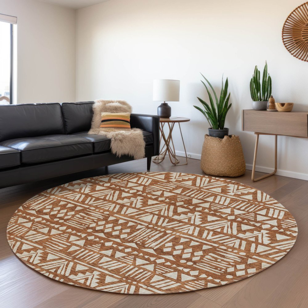 3' X 5' Terra Cotta And Beige Southwestern Washable Indoor Outdoor Area Rug