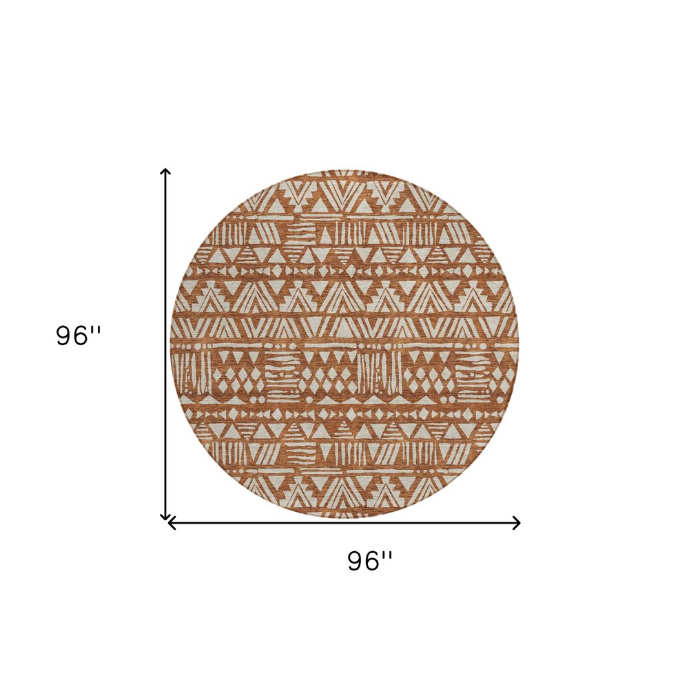 3' X 5' Terra Cotta And Beige Southwestern Washable Indoor Outdoor Area Rug