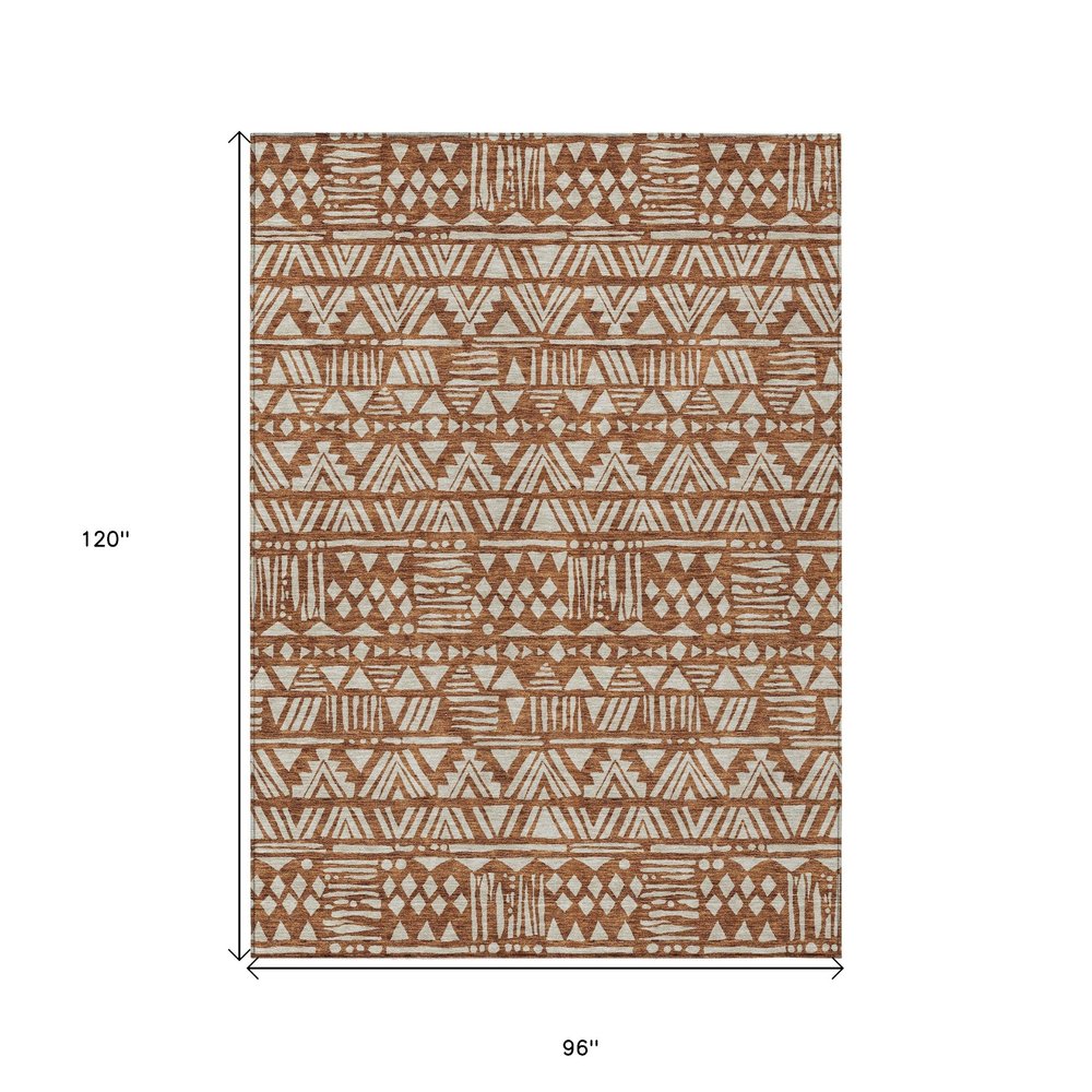 3' X 5' Terra Cotta And Beige Southwestern Washable Indoor Outdoor Area Rug