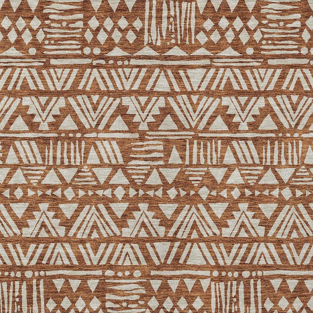 3' X 5' Terra Cotta And Beige Southwestern Washable Indoor Outdoor Area Rug