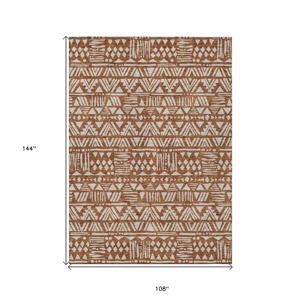 3' X 5' Terra Cotta And Beige Southwestern Washable Indoor Outdoor Area Rug