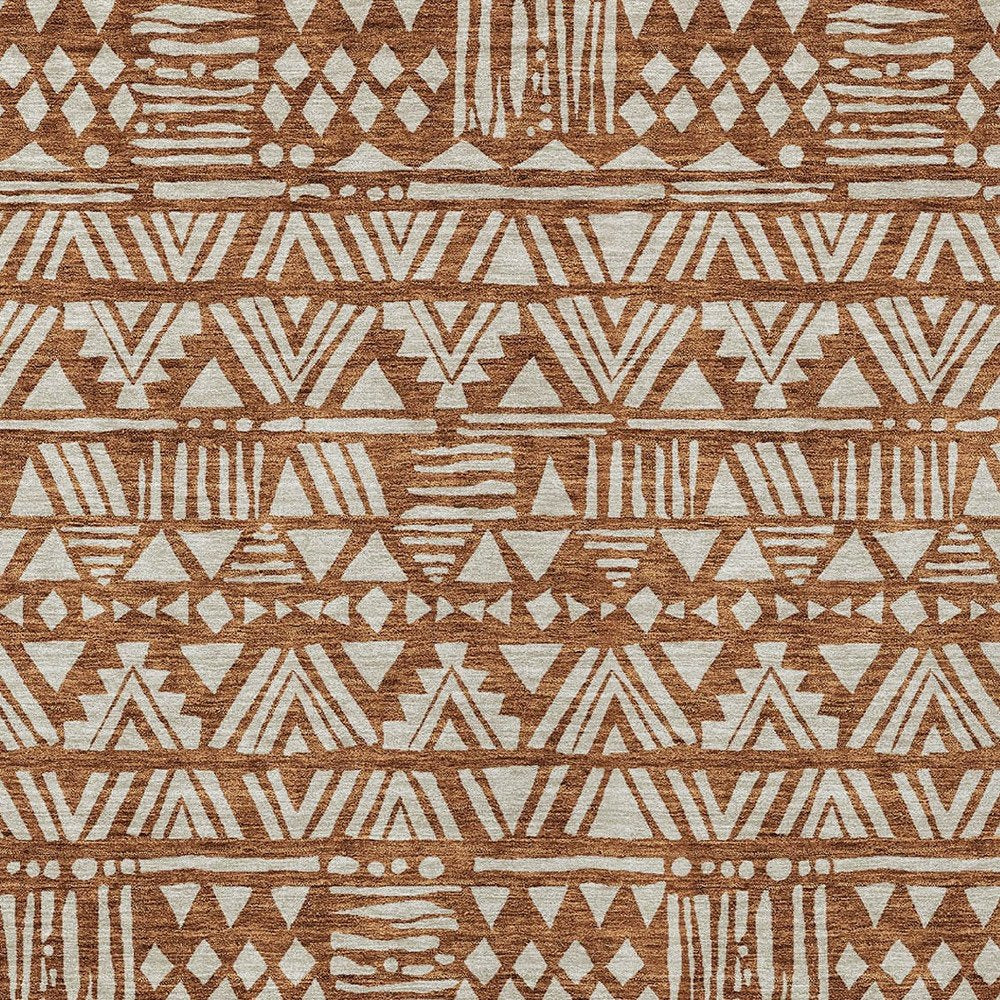 3' X 5' Terra Cotta And Beige Southwestern Washable Indoor Outdoor Area Rug