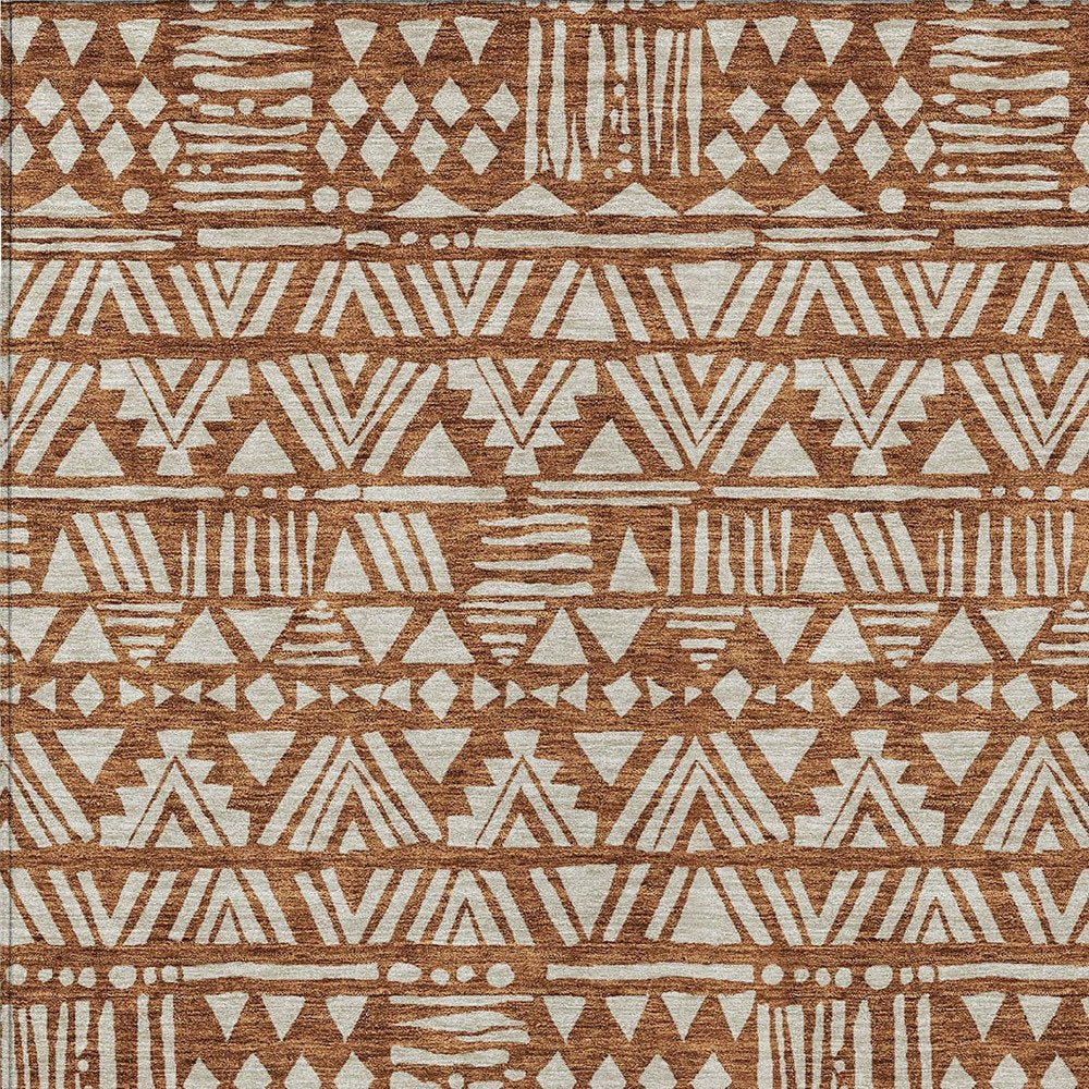 3' X 5' Terra Cotta And Beige Southwestern Washable Indoor Outdoor Area Rug