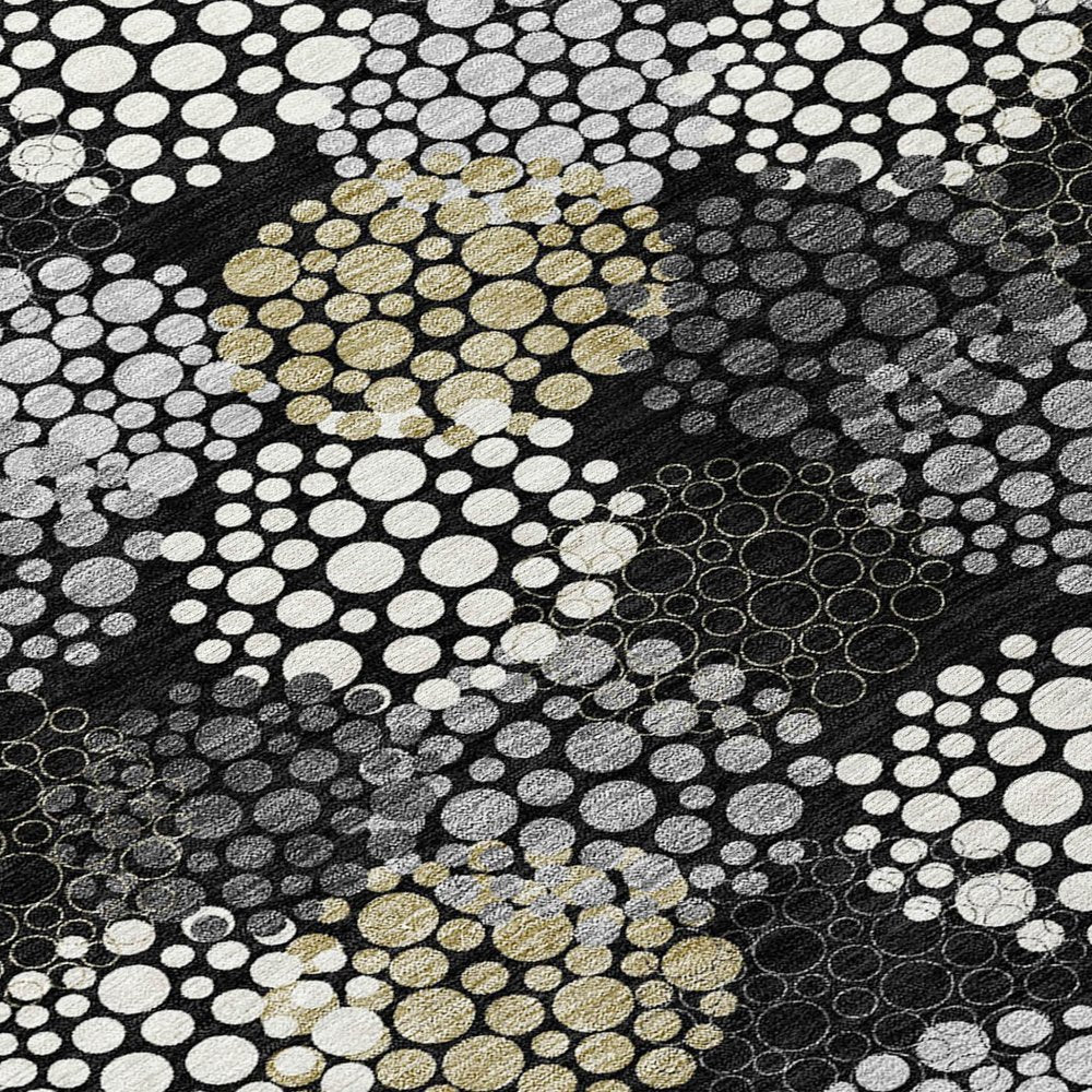 3' X 5' Black Gray And Ivory Polka Dot Washable Indoor Outdoor Area Rug