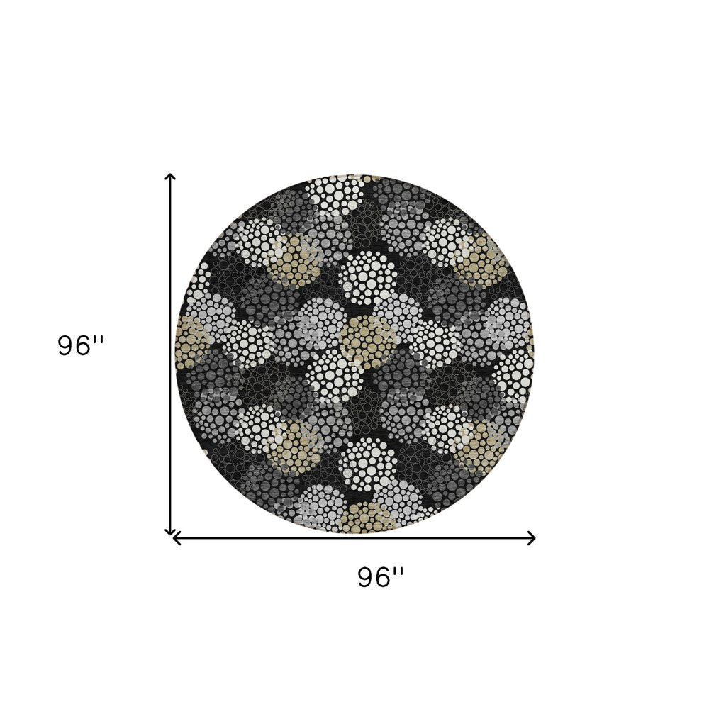 3' X 5' Black Gray And Ivory Polka Dot Washable Indoor Outdoor Area Rug