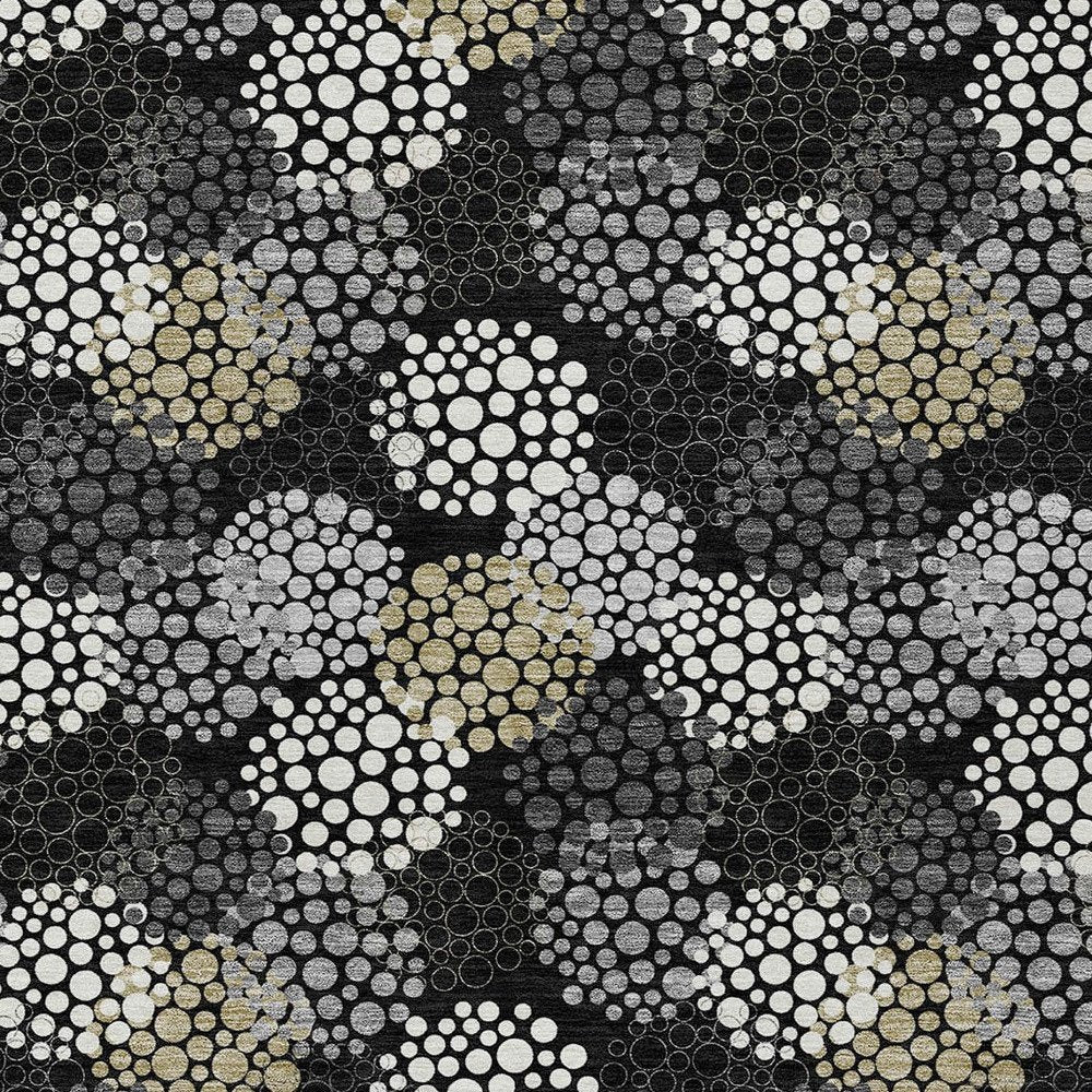 3' X 5' Black Gray And Ivory Polka Dot Washable Indoor Outdoor Area Rug