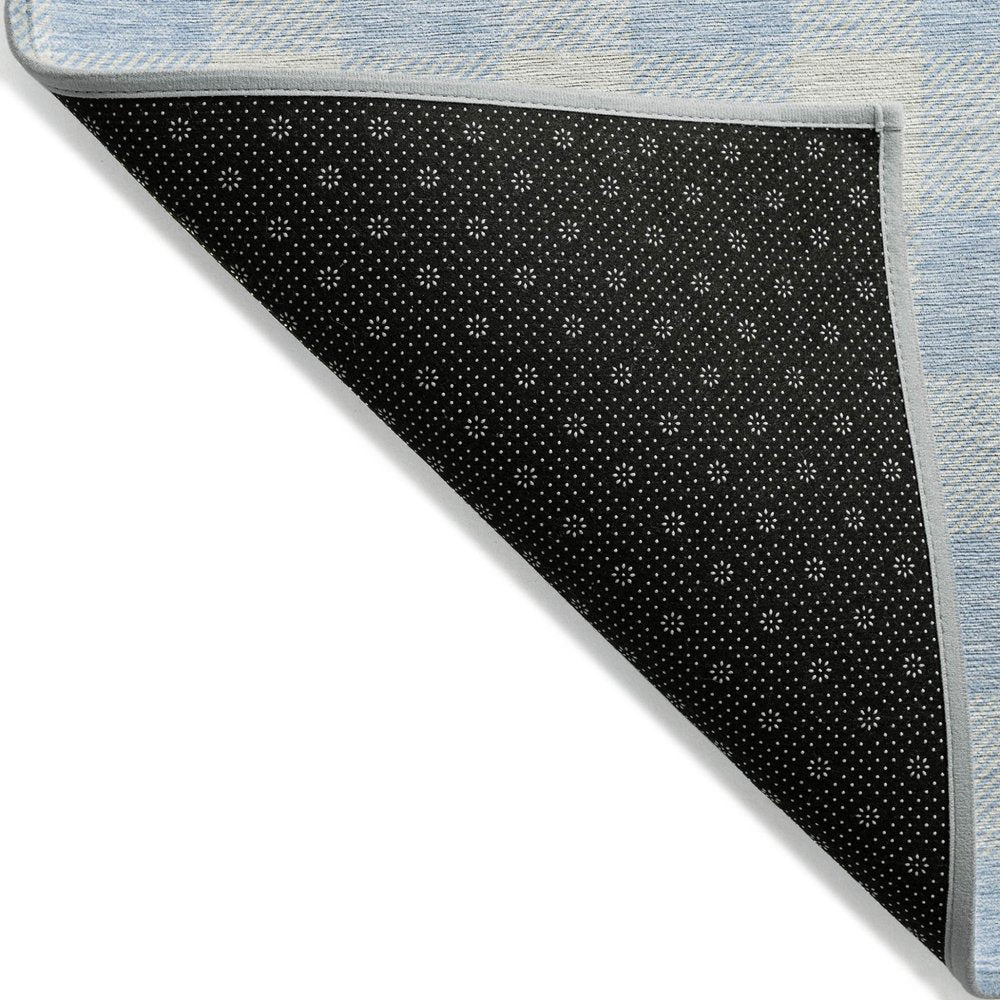 3' X 5' Sky Blue And Gray Plaid Washable Indoor Outdoor Area Rug