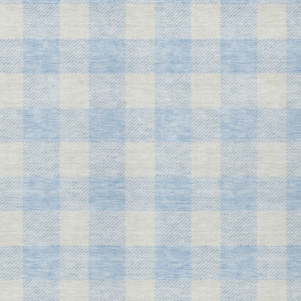 3' X 5' Sky Blue And Gray Plaid Washable Indoor Outdoor Area Rug