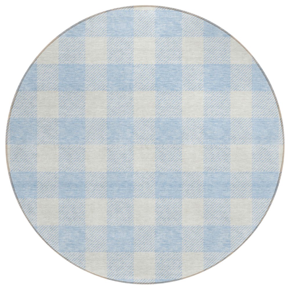 3' X 5' Sky Blue And Gray Plaid Washable Indoor Outdoor Area Rug
