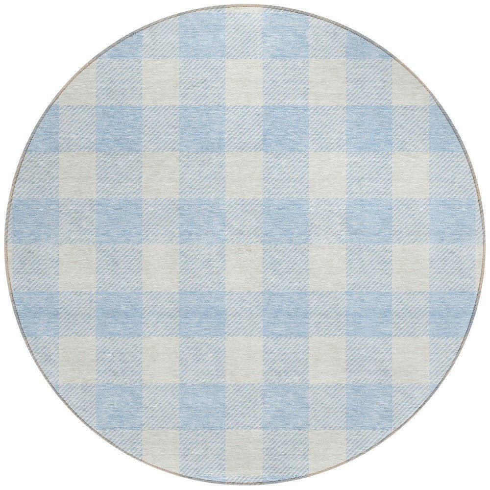 3' X 5' Sky Blue And Gray Plaid Washable Indoor Outdoor Area Rug