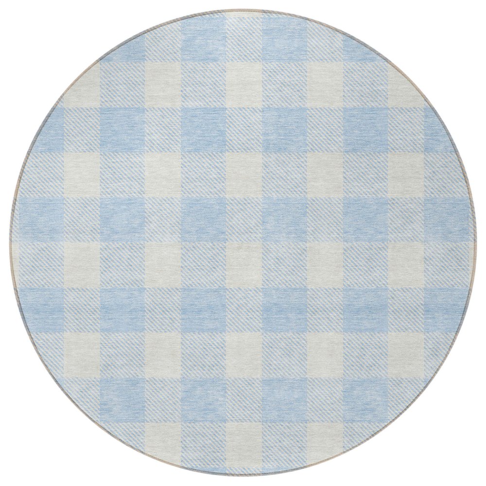 3' X 5' Sky Blue And Gray Plaid Washable Indoor Outdoor Area Rug