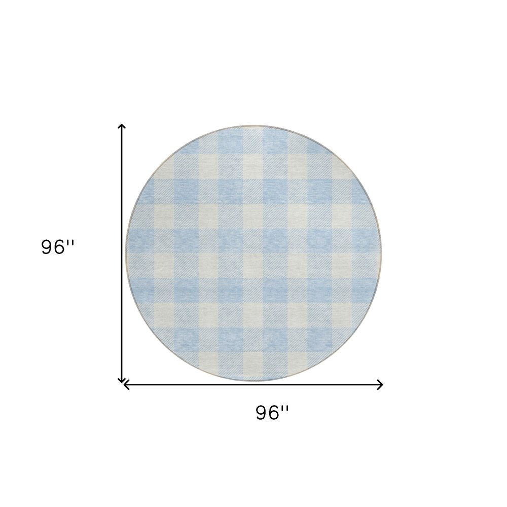 3' X 5' Sky Blue And Gray Plaid Washable Indoor Outdoor Area Rug
