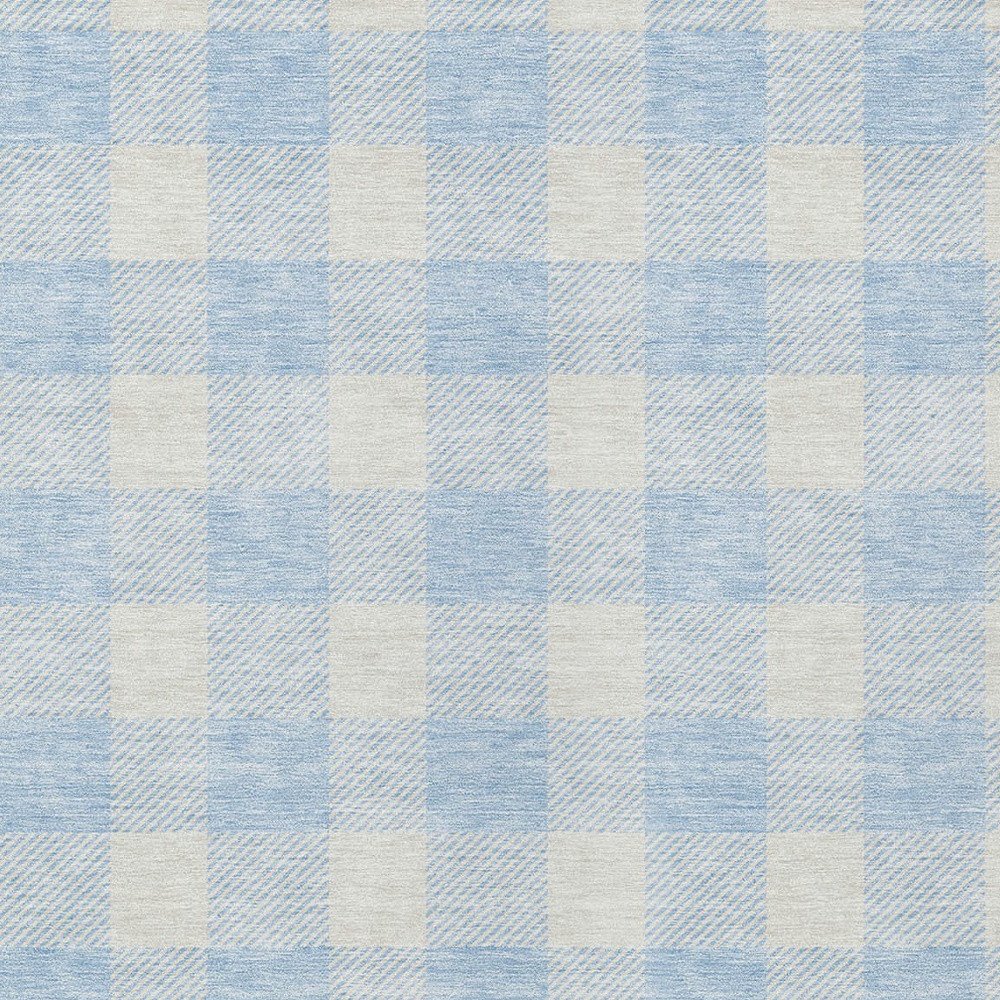 3' X 5' Sky Blue And Gray Plaid Washable Indoor Outdoor Area Rug