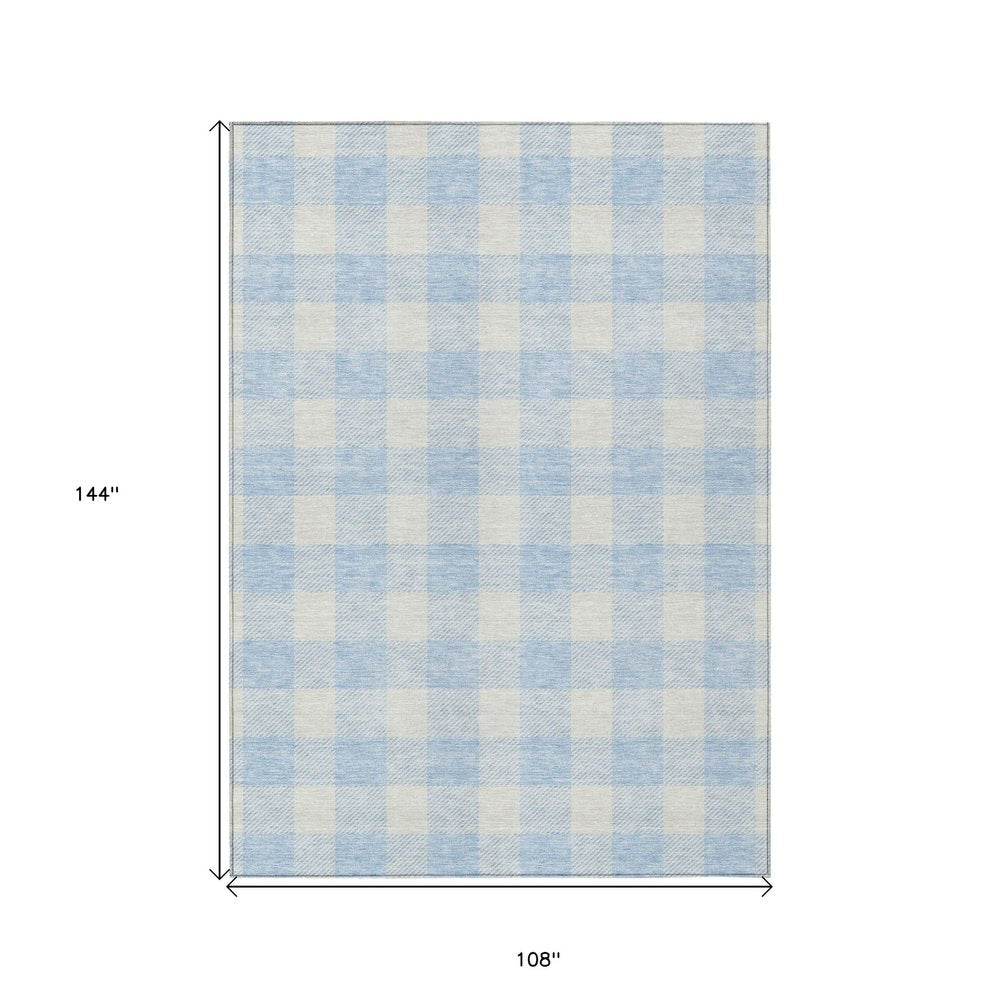 3' X 5' Sky Blue And Gray Plaid Washable Indoor Outdoor Area Rug