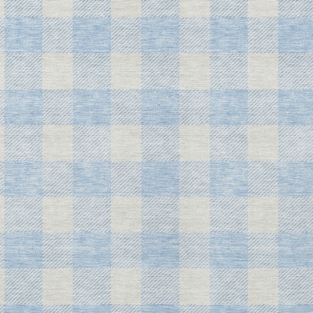 3' X 5' Sky Blue And Gray Plaid Washable Indoor Outdoor Area Rug