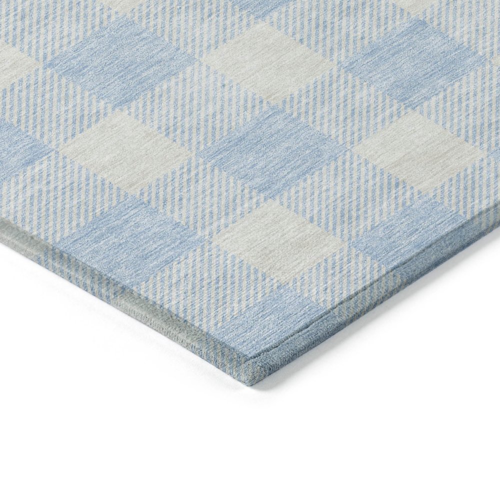 3' X 5' Sky Blue And Gray Plaid Washable Indoor Outdoor Area Rug