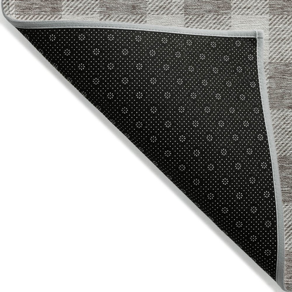 3' X 5' Taupe And Gray Plaid Washable Indoor Outdoor Area Rug