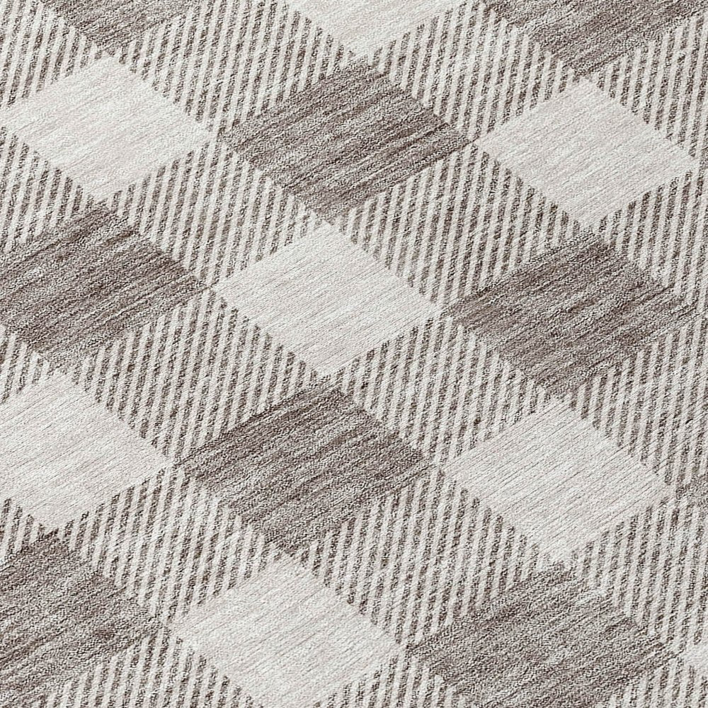 3' X 5' Taupe And Gray Plaid Washable Indoor Outdoor Area Rug