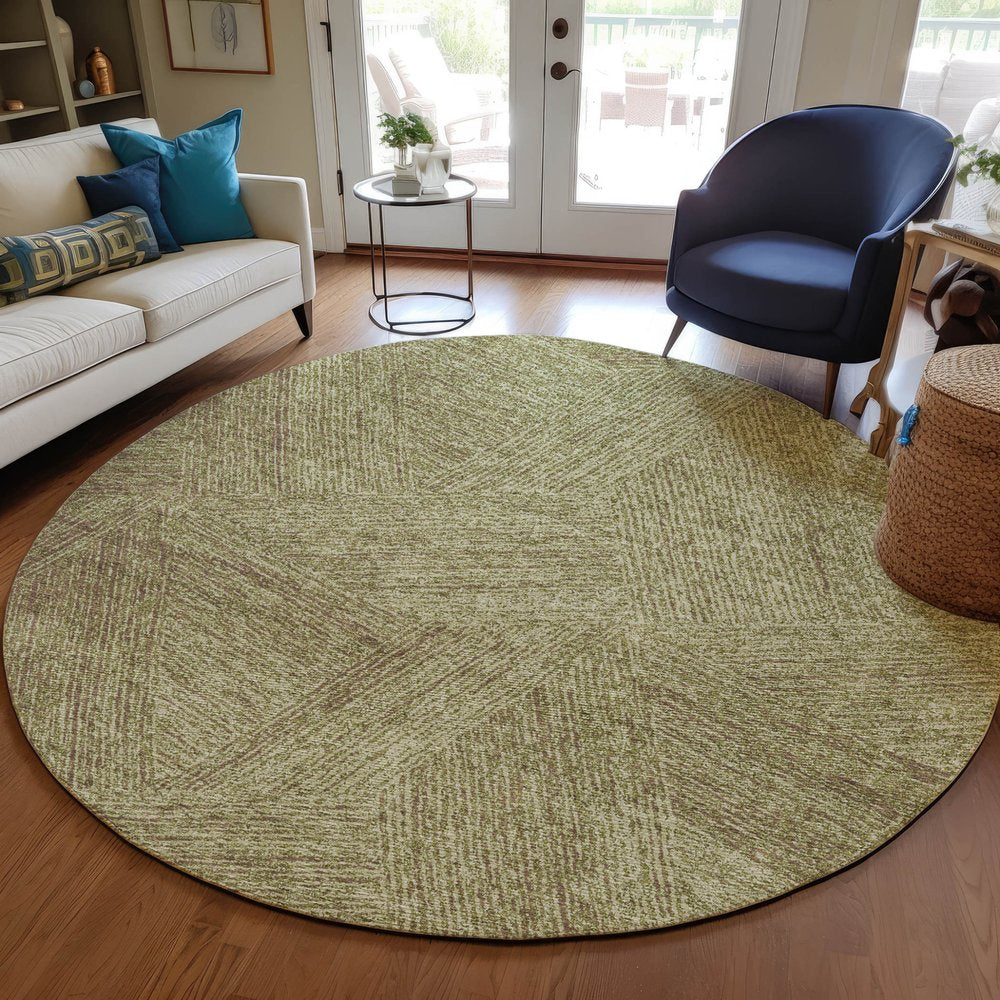 5' X 8' Green Beige And Brown Abstract Washable Indoor Outdoor Area Rug