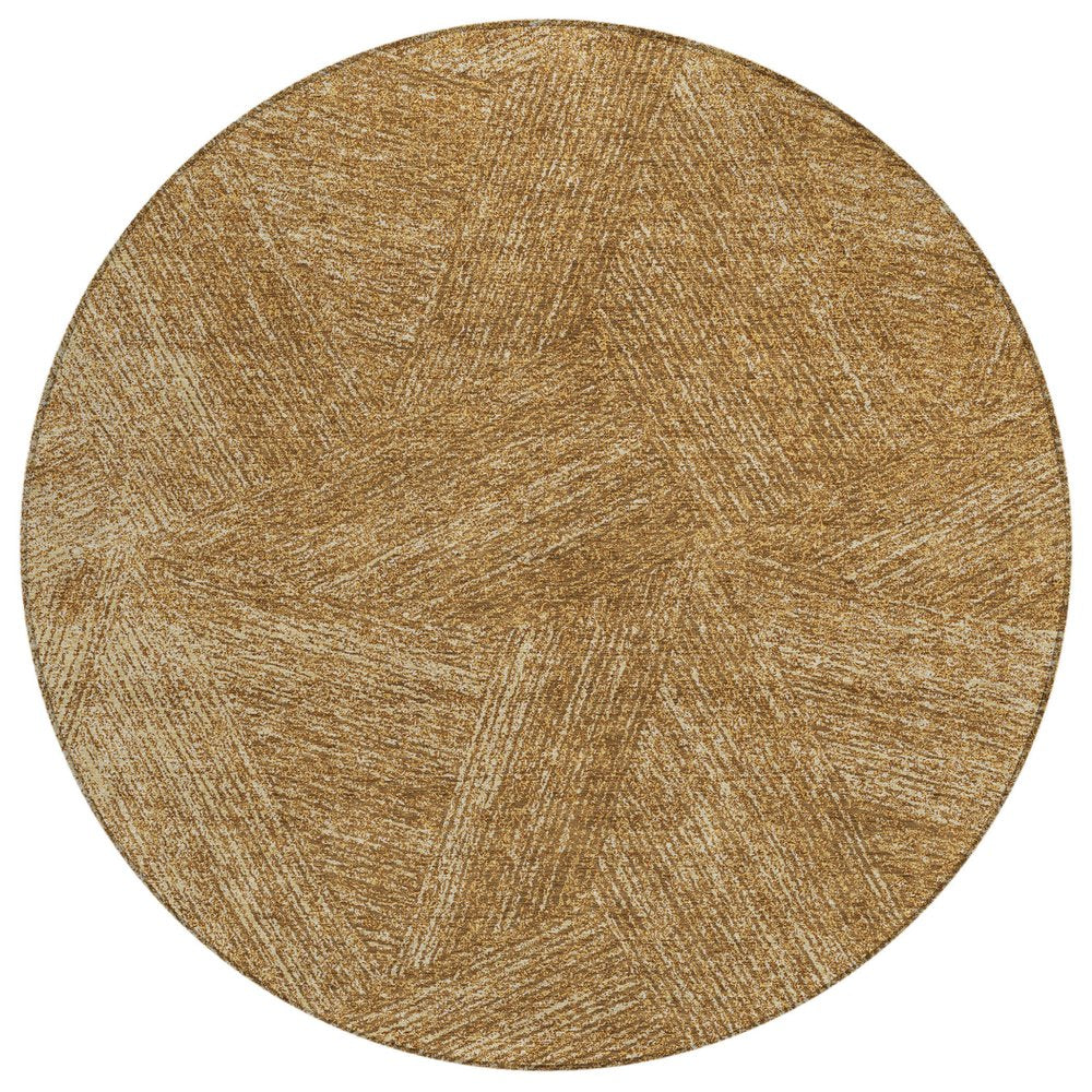 3' X 5' Gold Brown And Ivory Abstract Washable Indoor Outdoor Area Rug