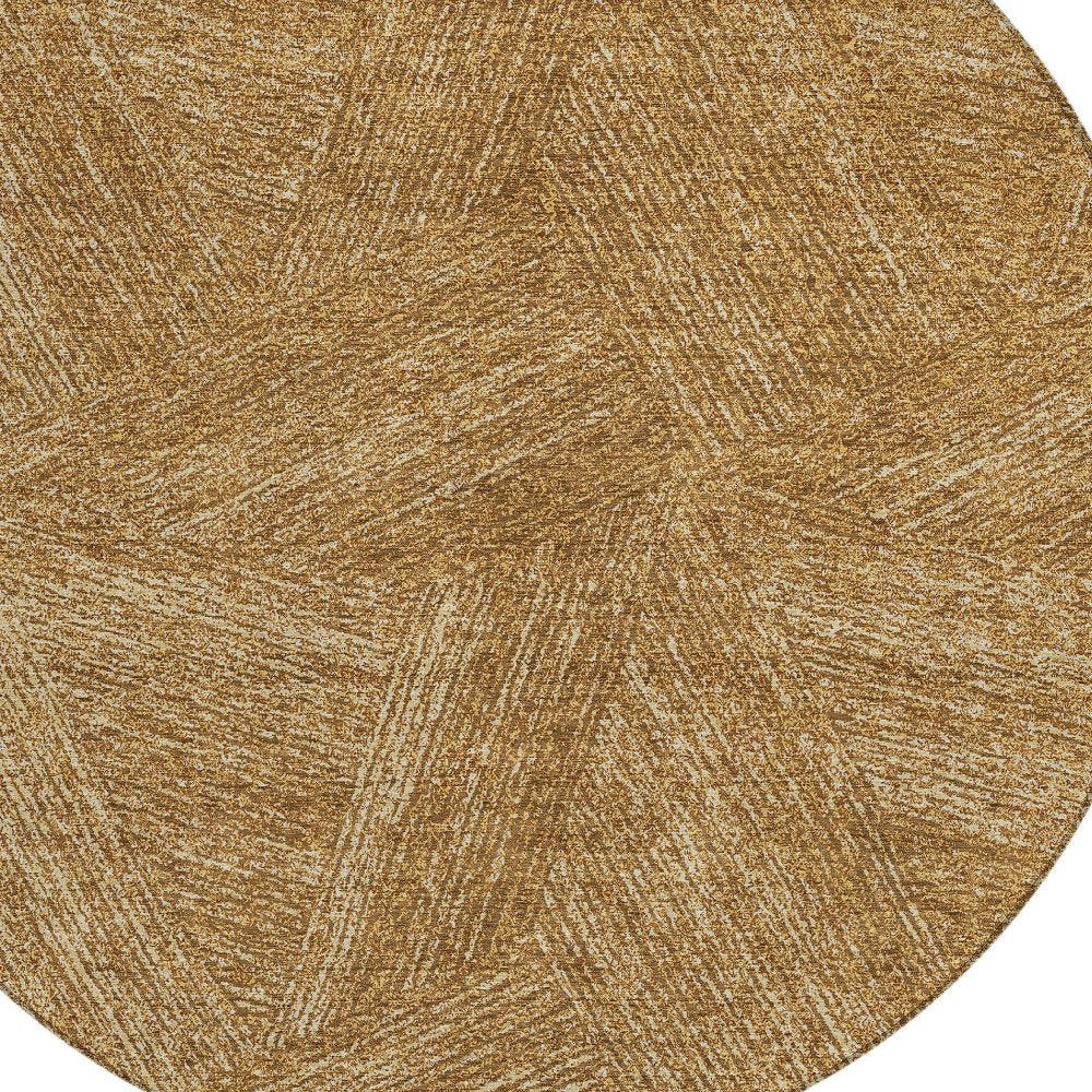 3' X 5' Gold Brown And Ivory Abstract Washable Indoor Outdoor Area Rug