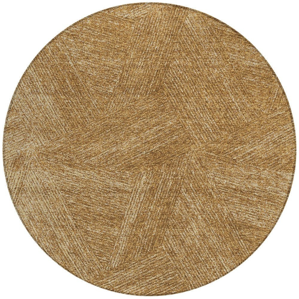 3' X 5' Gold Brown And Ivory Abstract Washable Indoor Outdoor Area Rug