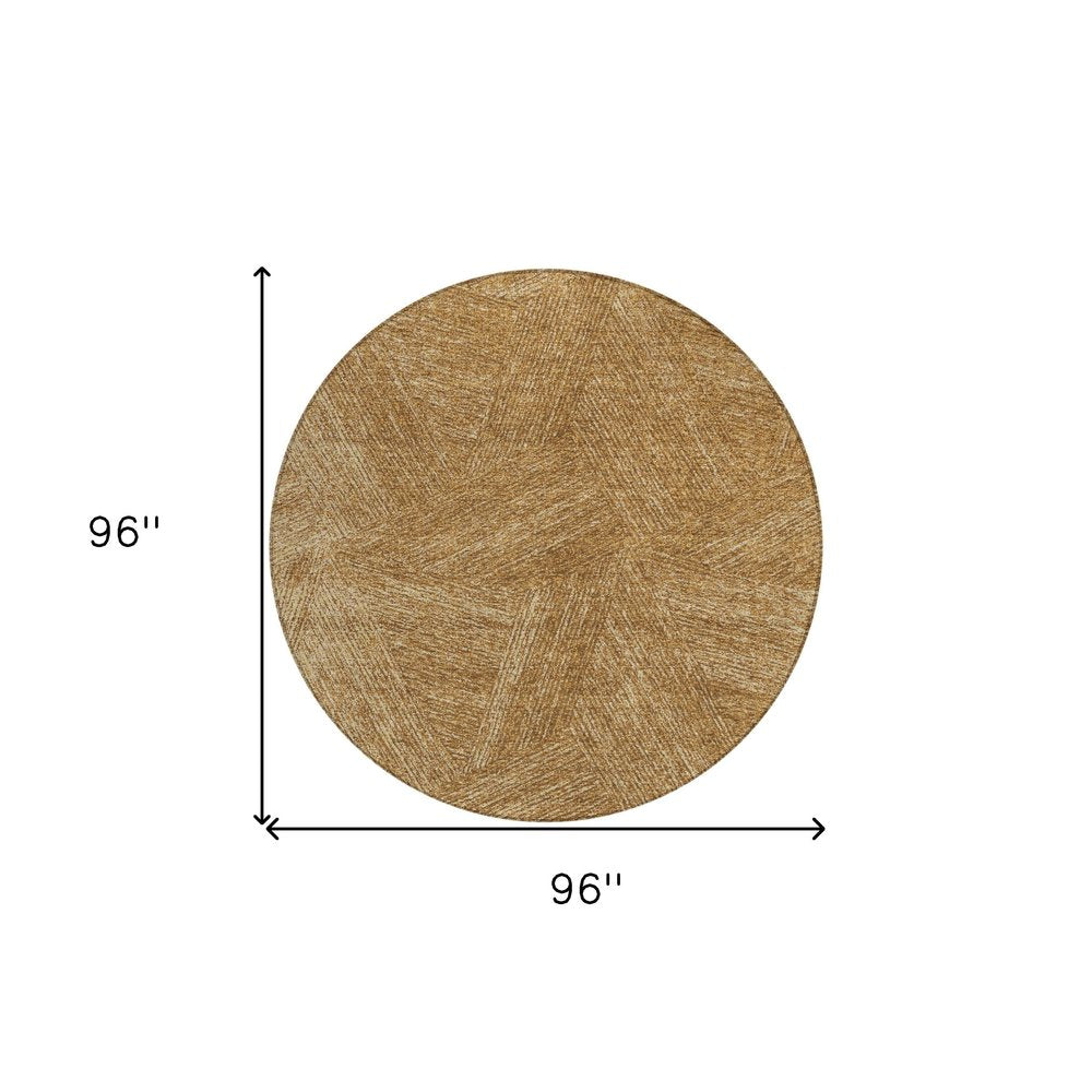 3' X 5' Gold Brown And Ivory Abstract Washable Indoor Outdoor Area Rug