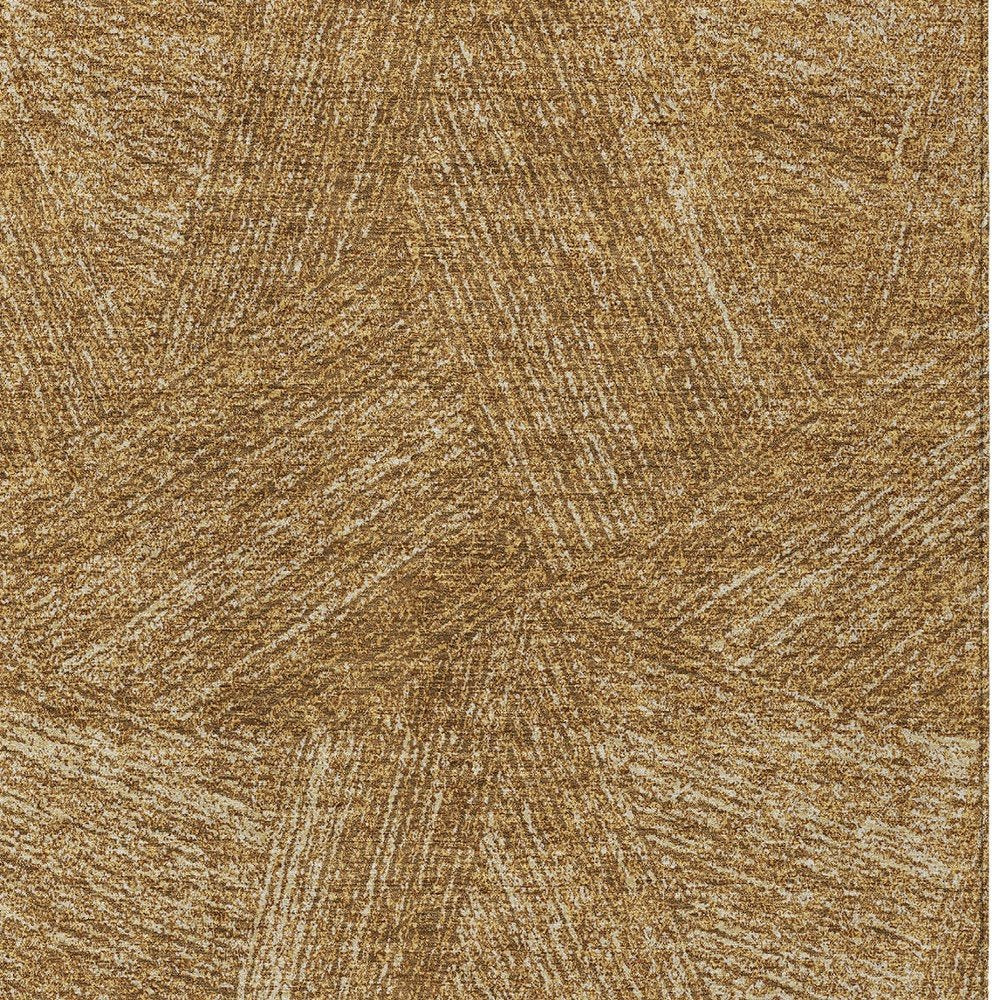 3' X 5' Gold Brown And Ivory Abstract Washable Indoor Outdoor Area Rug