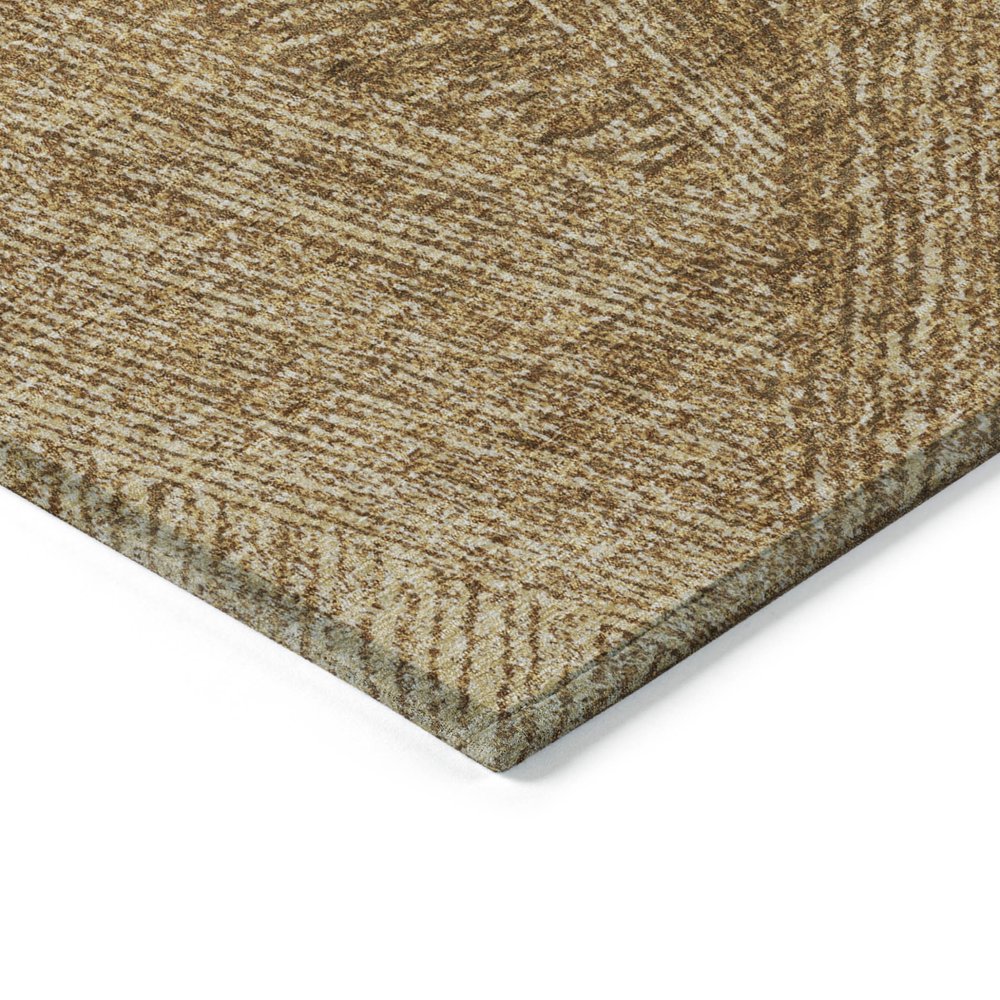 3' X 5' Gold Brown And Ivory Abstract Washable Indoor Outdoor Area Rug
