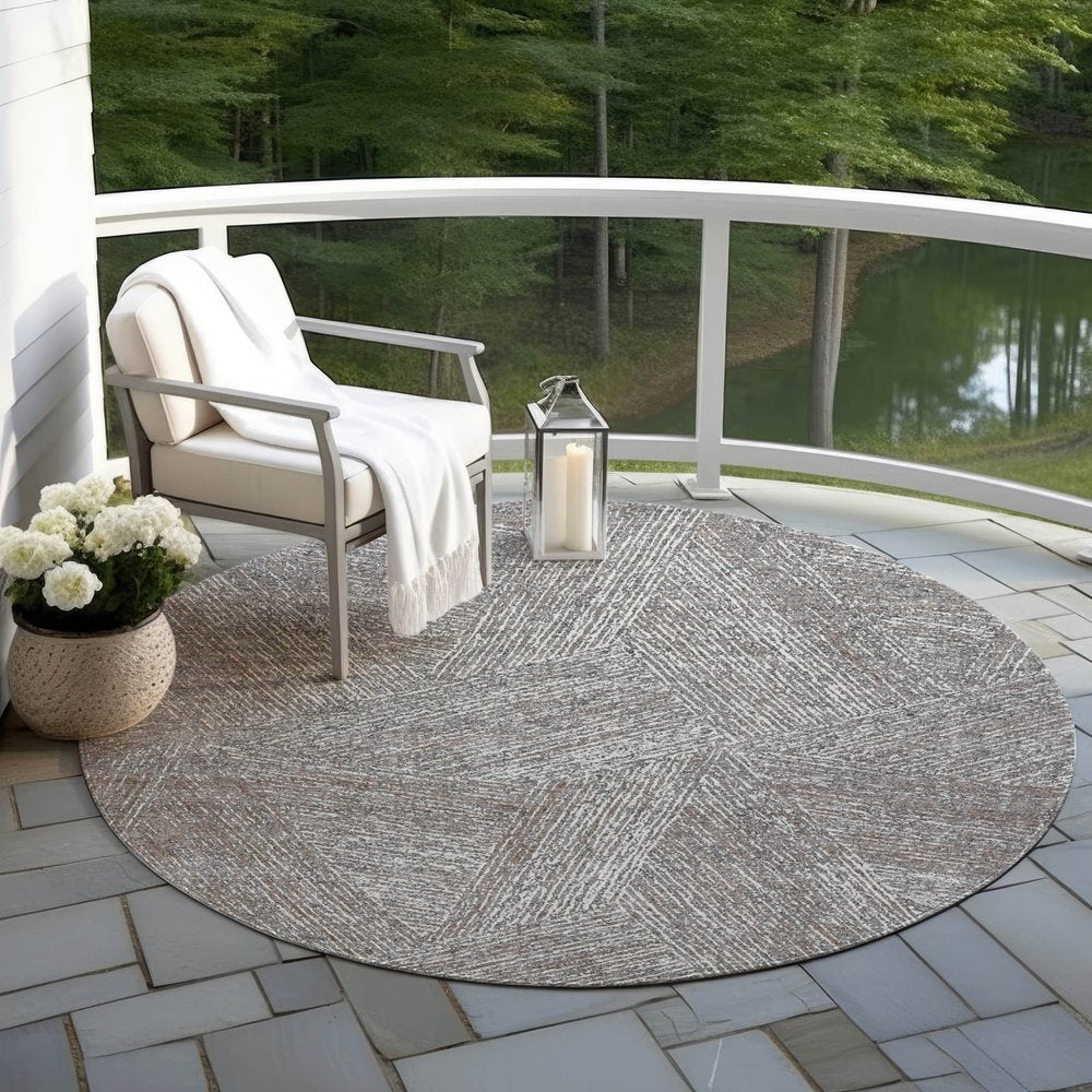 3' X 5' Gray Brown And Ivory Abstract Washable Indoor Outdoor Area Rug