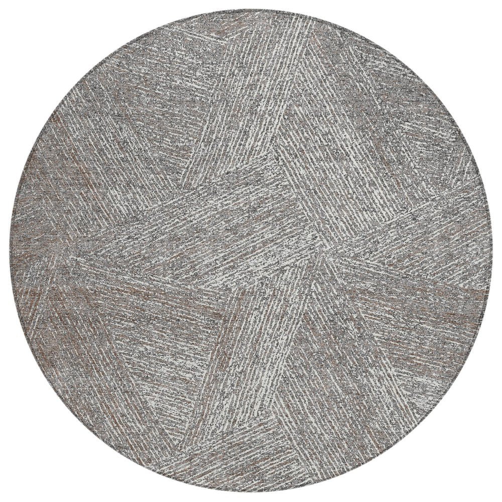 3' X 5' Gray Brown And Ivory Abstract Washable Indoor Outdoor Area Rug
