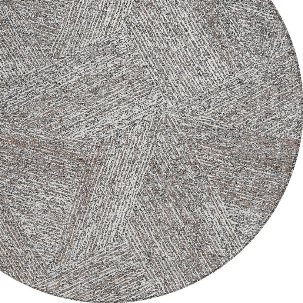 3' X 5' Gray Brown And Ivory Abstract Washable Indoor Outdoor Area Rug