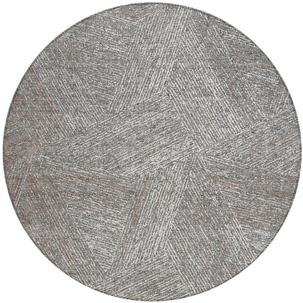 3' X 5' Gray Brown And Ivory Abstract Washable Indoor Outdoor Area Rug