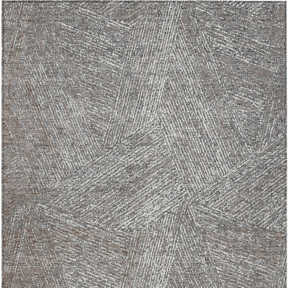 3' X 5' Gray Brown And Ivory Abstract Washable Indoor Outdoor Area Rug