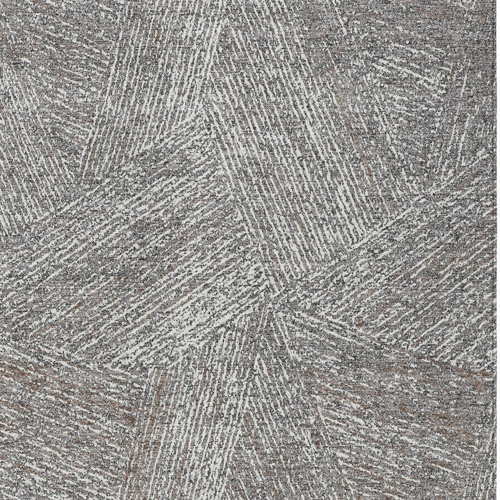3' X 5' Gray Brown And Ivory Abstract Washable Indoor Outdoor Area Rug