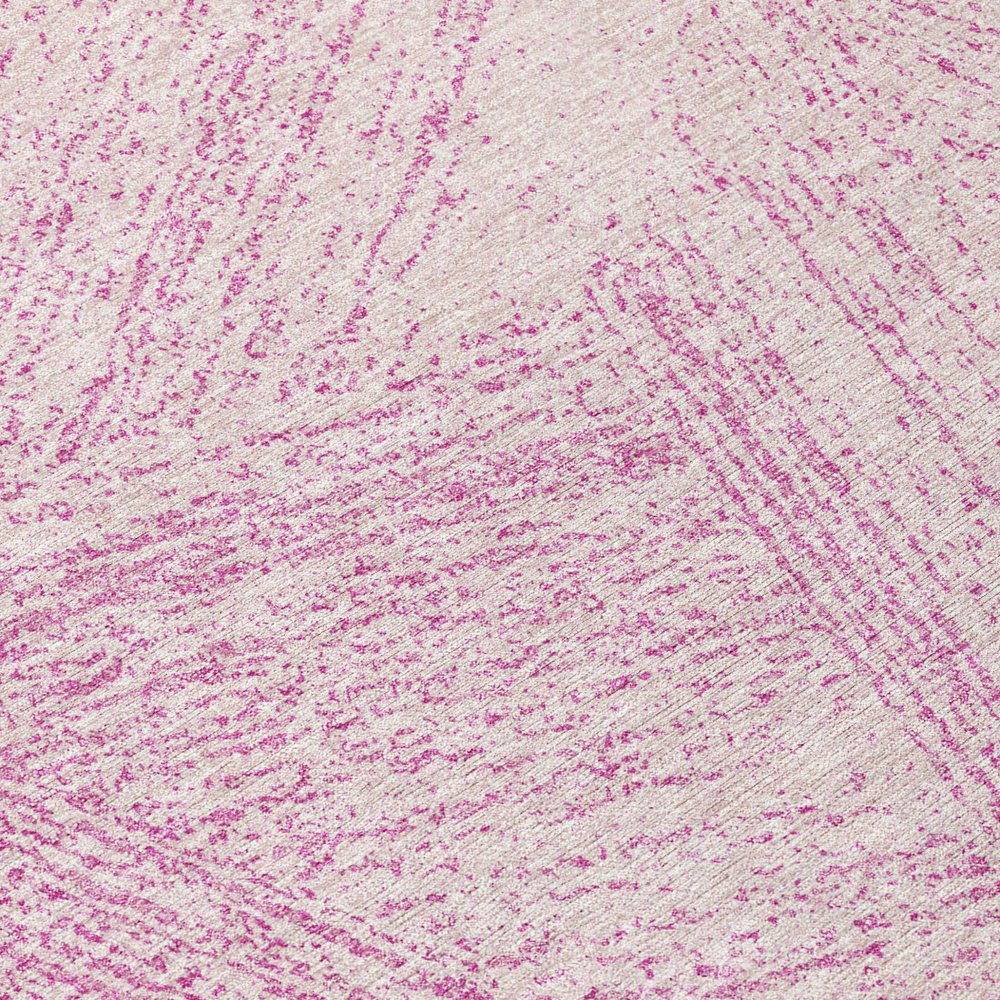 3' X 5' Pink And Ivory Abstract Washable Indoor Outdoor Area Rug