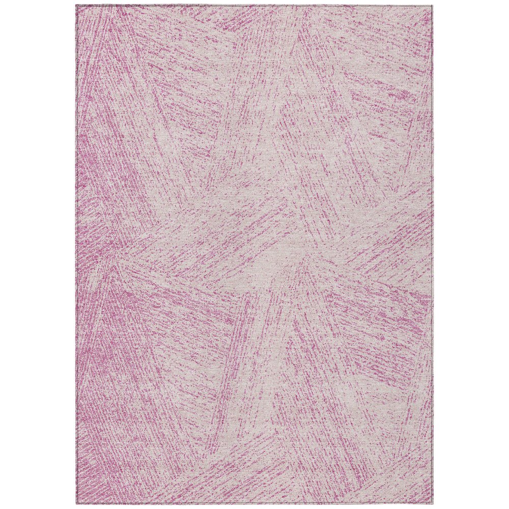 3' X 5' Pink And Ivory Abstract Washable Indoor Outdoor Area Rug