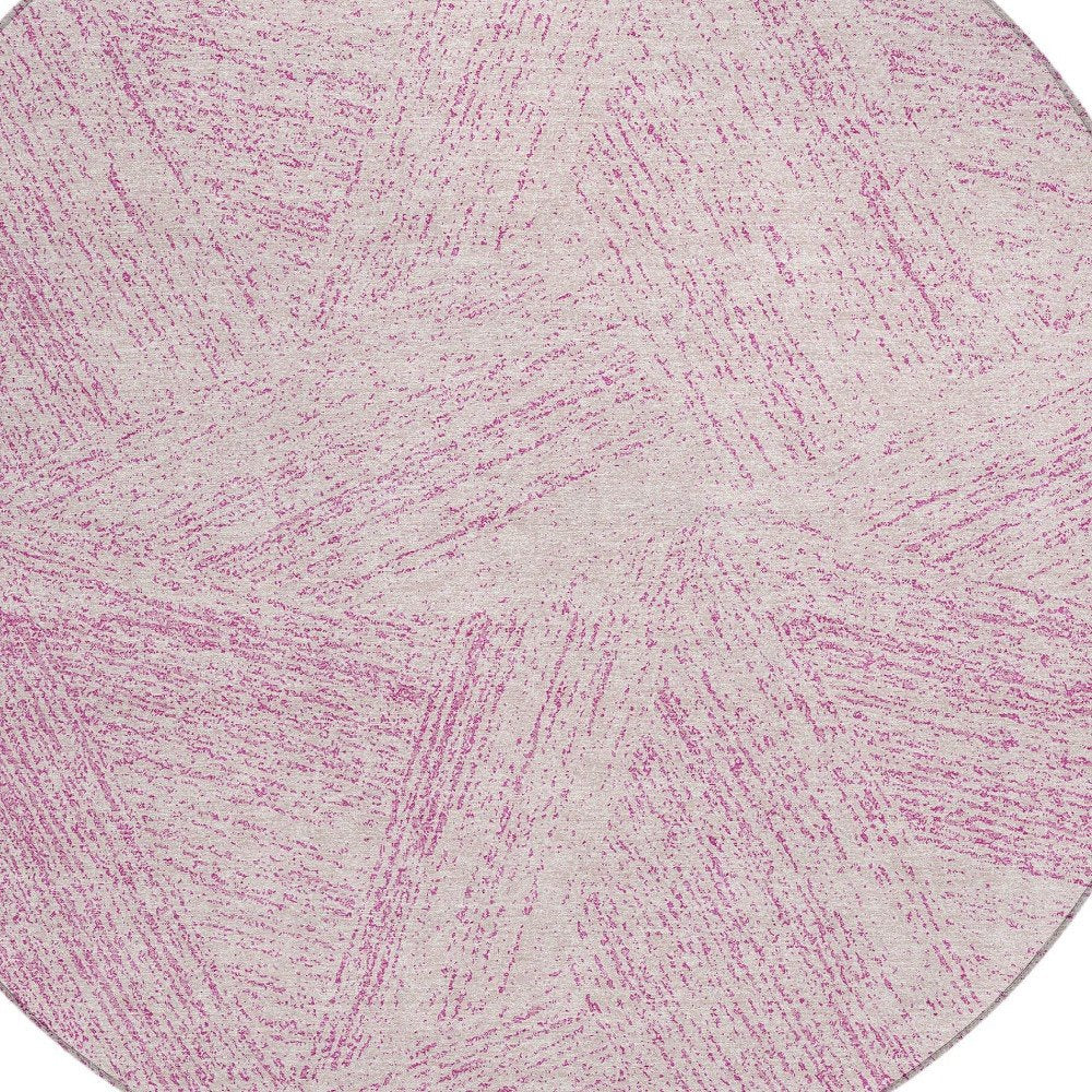 3' X 5' Pink And Ivory Abstract Washable Indoor Outdoor Area Rug