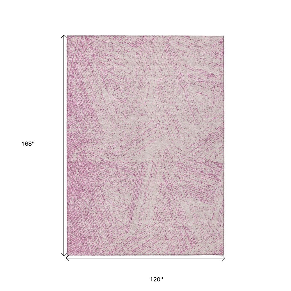 3' X 5' Pink And Ivory Abstract Washable Indoor Outdoor Area Rug