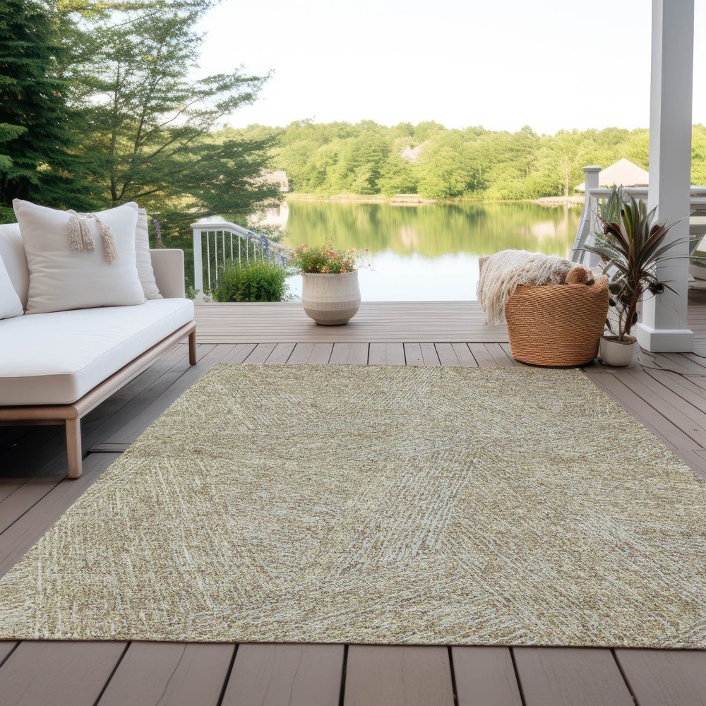 3' X 5' Ivory And Brown Abstract Washable Indoor Outdoor Area Rug