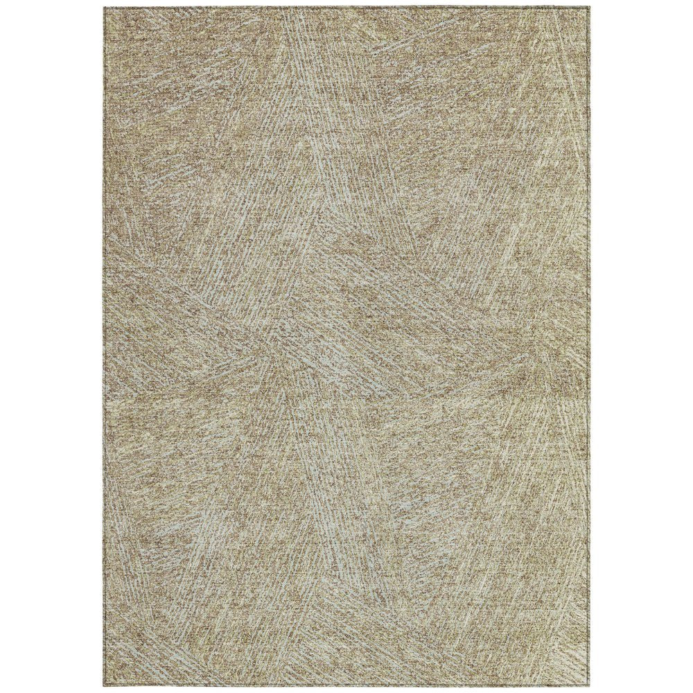 3' X 5' Ivory And Brown Abstract Washable Indoor Outdoor Area Rug