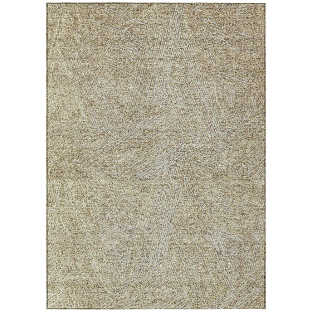 3' X 5' Ivory And Brown Abstract Washable Indoor Outdoor Area Rug