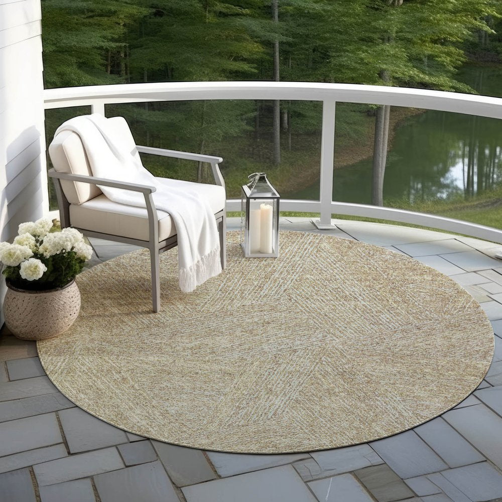 3' X 5' Ivory And Brown Abstract Washable Indoor Outdoor Area Rug
