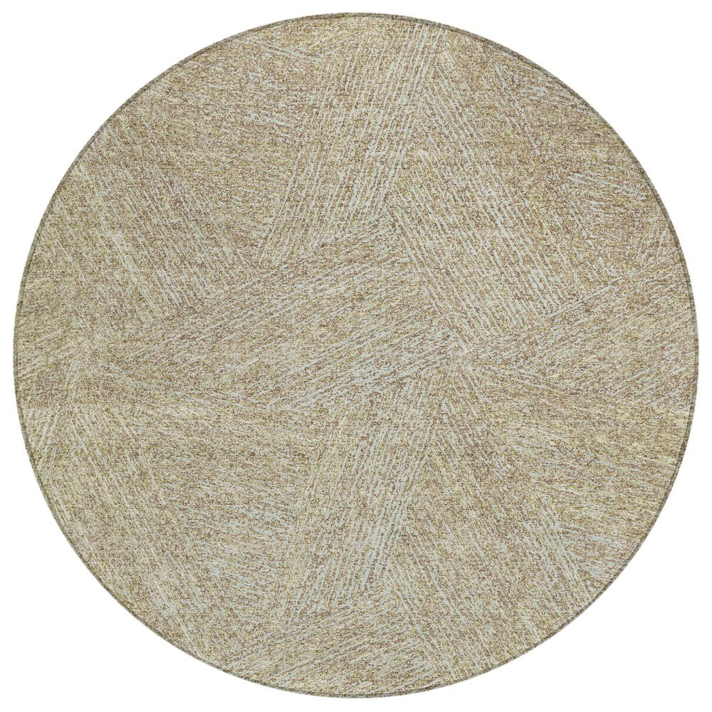 3' X 5' Ivory And Brown Abstract Washable Indoor Outdoor Area Rug