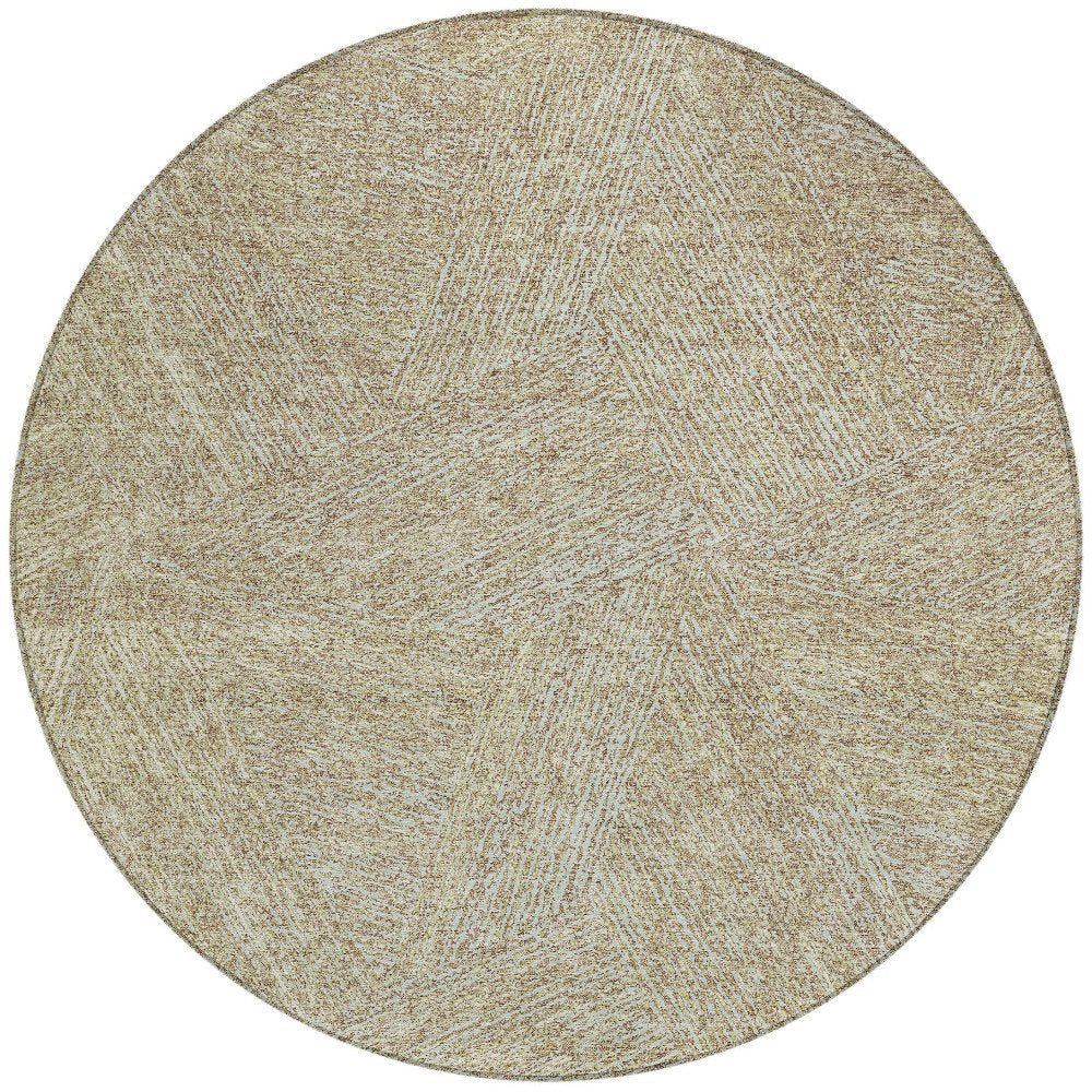 3' X 5' Ivory And Brown Abstract Washable Indoor Outdoor Area Rug
