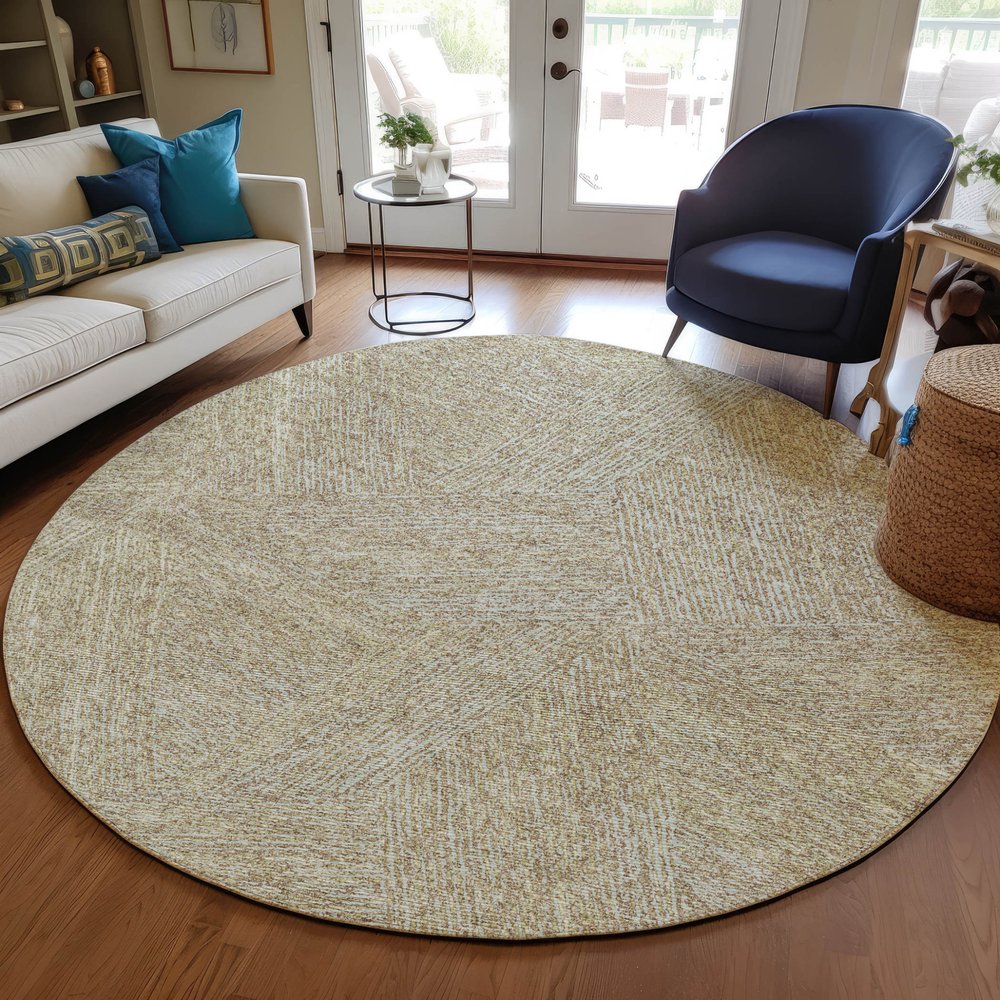 3' X 5' Ivory And Brown Abstract Washable Indoor Outdoor Area Rug