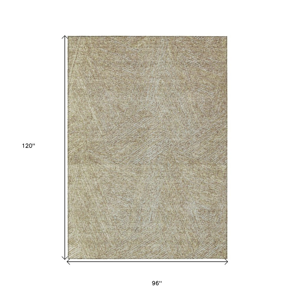 3' X 5' Ivory And Brown Abstract Washable Indoor Outdoor Area Rug